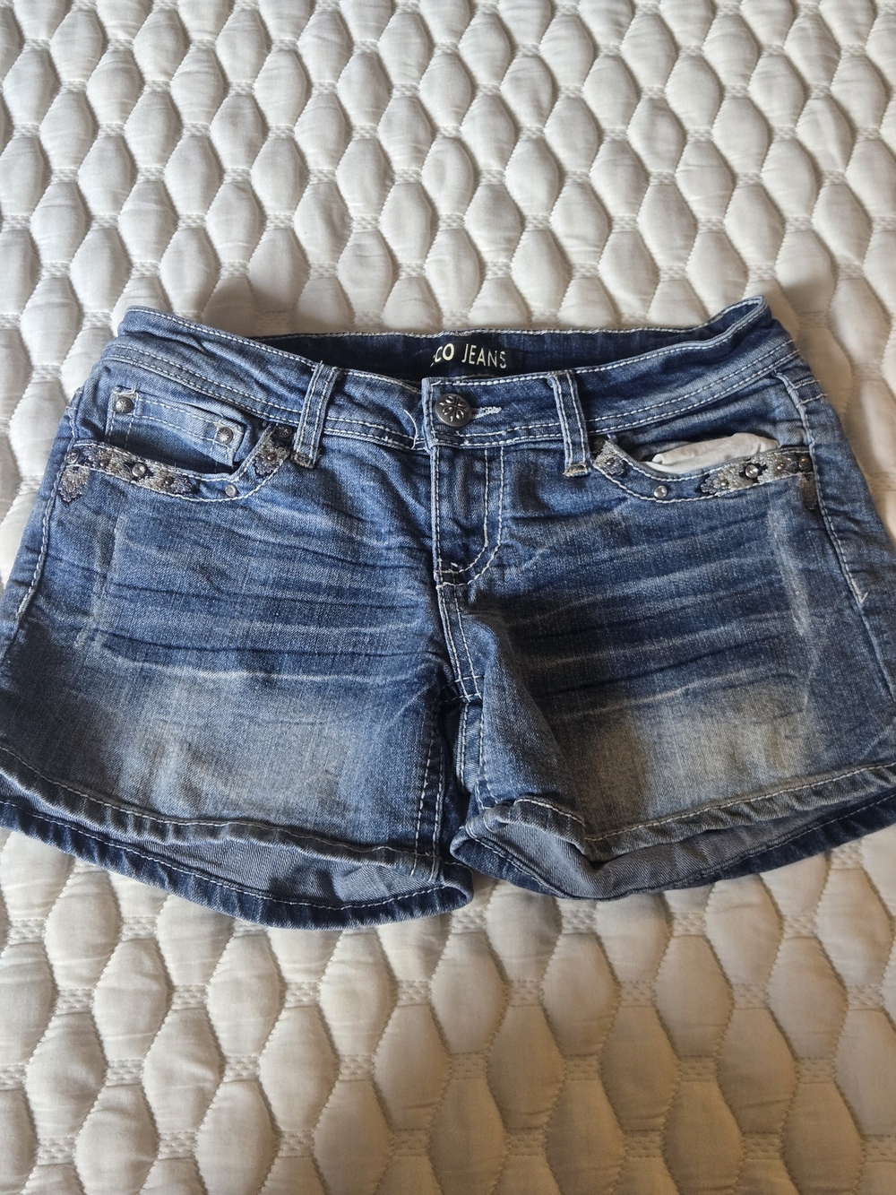 ZCO Women's Juniors Denim Shorts Embelished Pockets Size 9 Summer